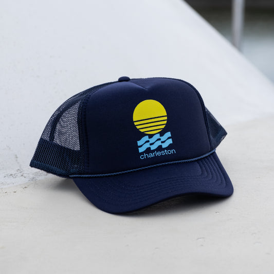 Charleston Sunset Navy Foam Trucker Hat